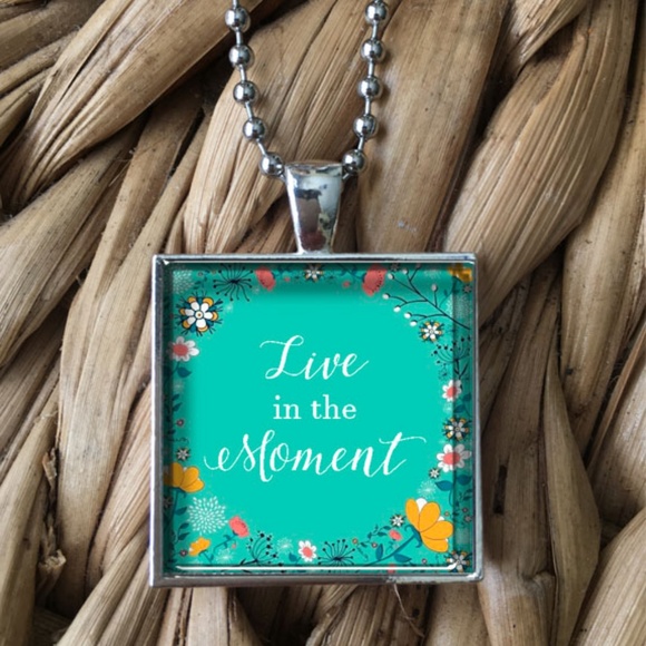 Jewelry - Live In The Moment Women's Silver Square Pendant